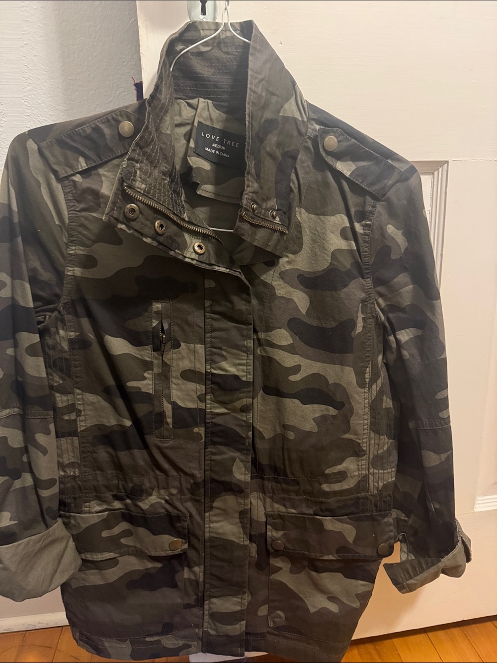 Love Tree Olive Camo Utility Jacket